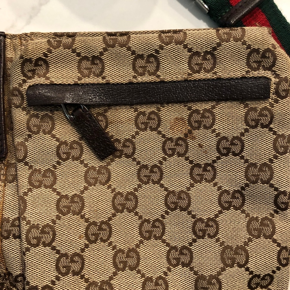 Gucci GG original Canvas Belt bag,with leather